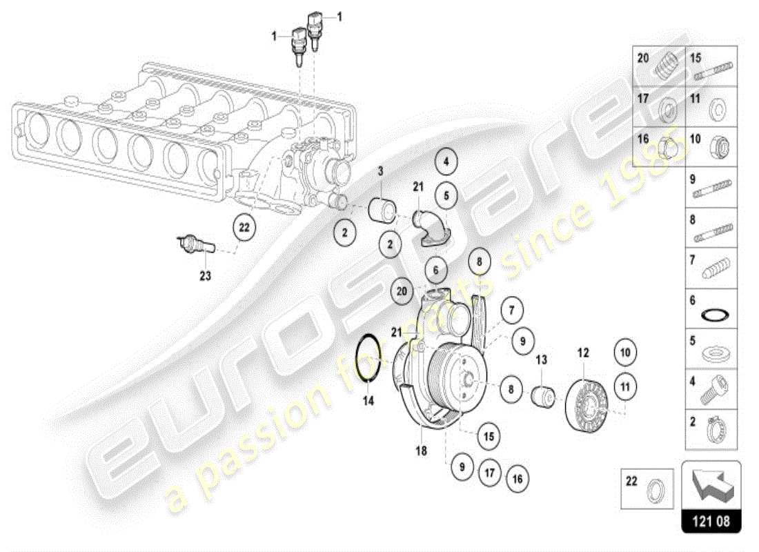 lamborghini diablo vt (1998) bomba de refrigerante diagrama de piezas