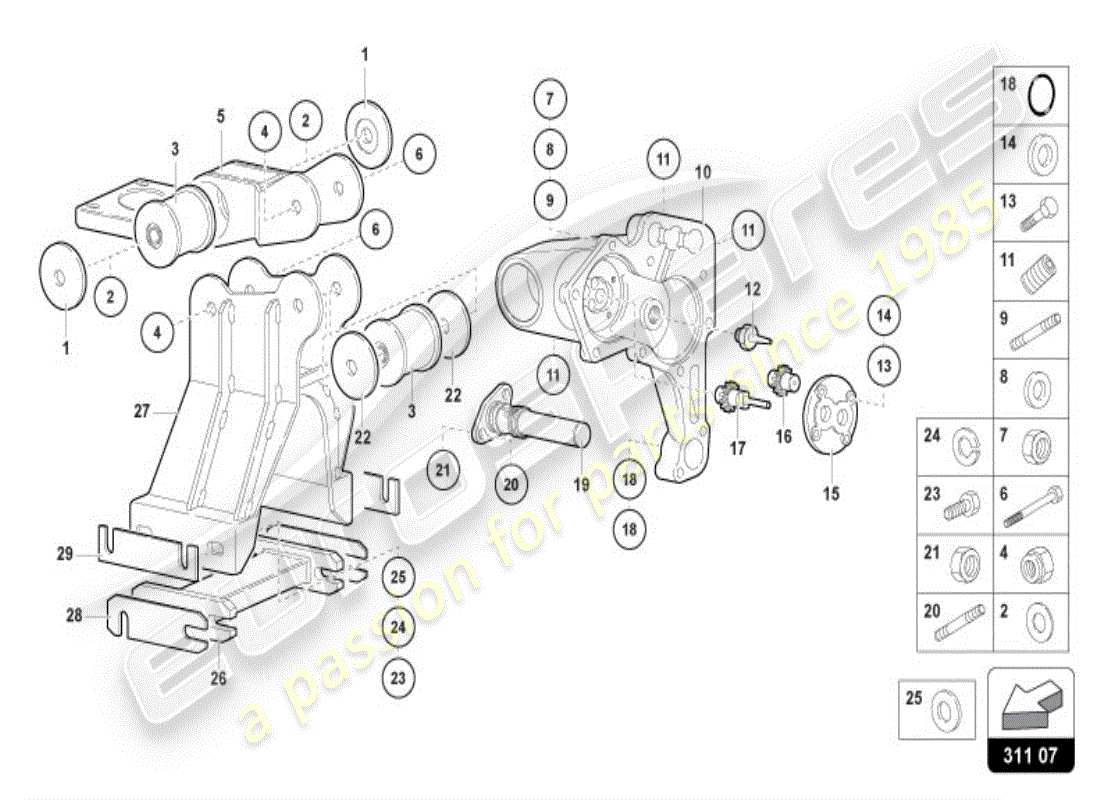 lamborghini diablo vt (1998) diagrama de piezas de la caja de cambios