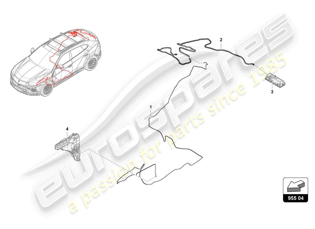 lamborghini urus performante (2023) tubería para sistema de limpieza de faros traseros diagrama de piezas