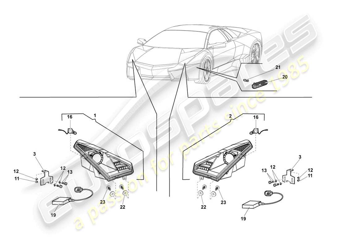 lamborghini reventon roadster faro para luz de curva y luces de conducción diurna led diagrama de piezas