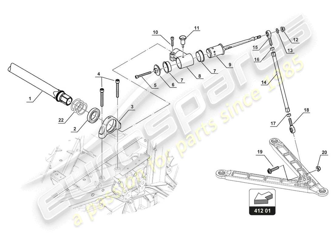 lamborghini gt3 (2017) diagrama de piezas de la barra antivuelco delantera