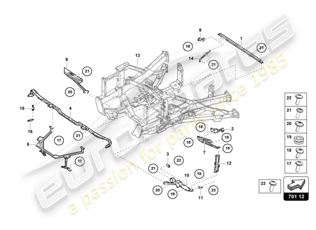 lamborghini sian roadster (2021) marco de adorno parte trasera diagrama de piezas