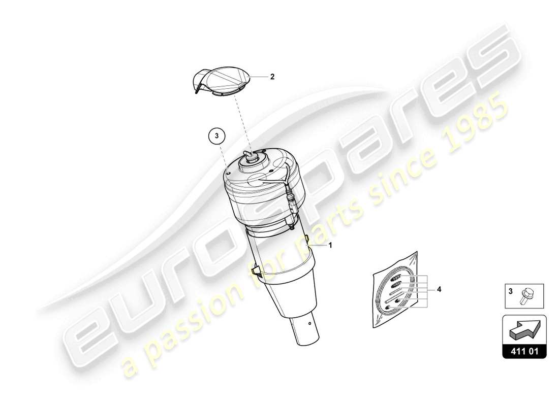 lamborghini urus s (2024) diagrama de piezas del puntal de gas