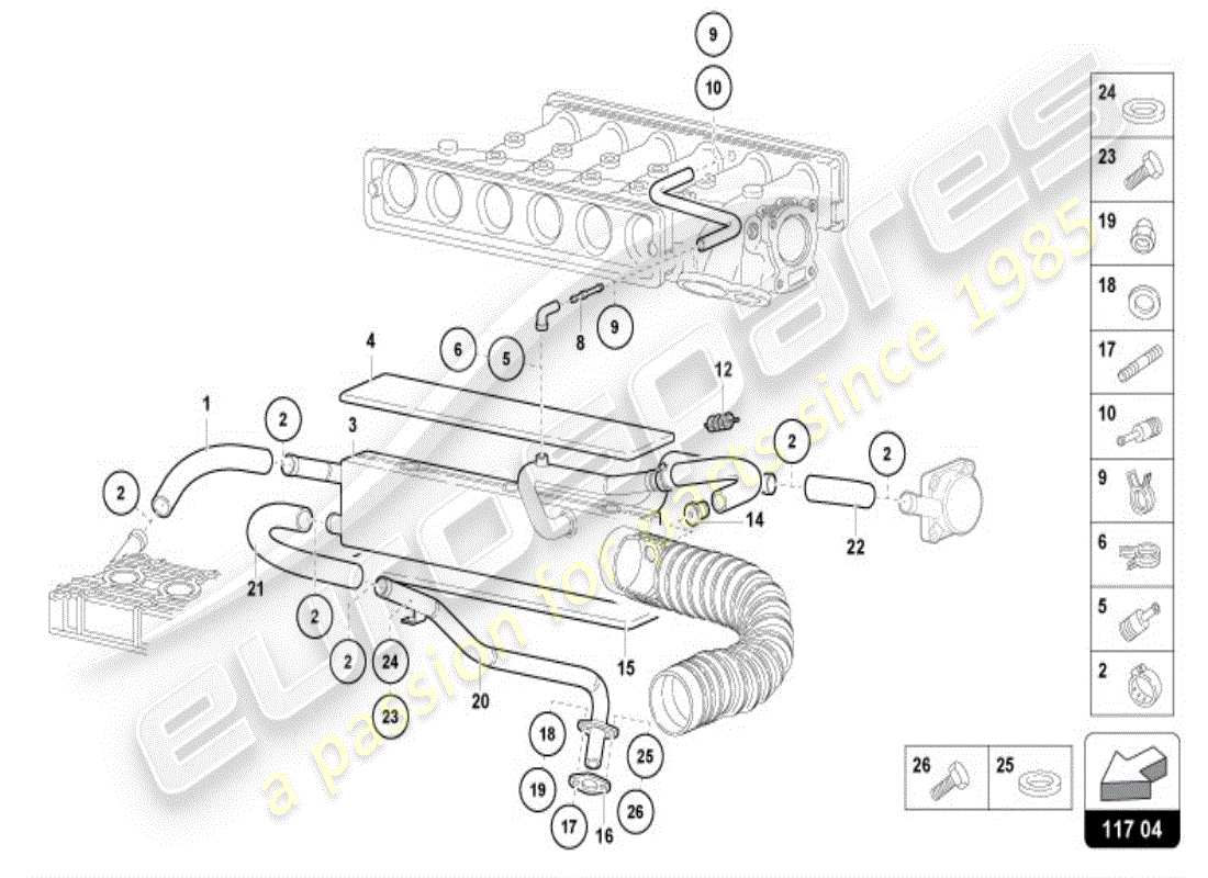 lamborghini diablo vt (1998) diagrama de piezas del enfriador de aceite