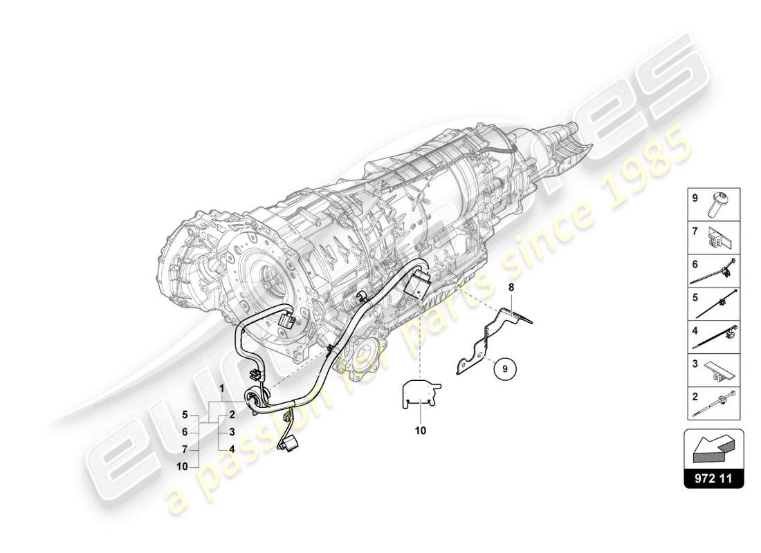 lamborghini urus (2022) mazo de cables para caja de cambios diagrama de piezas
