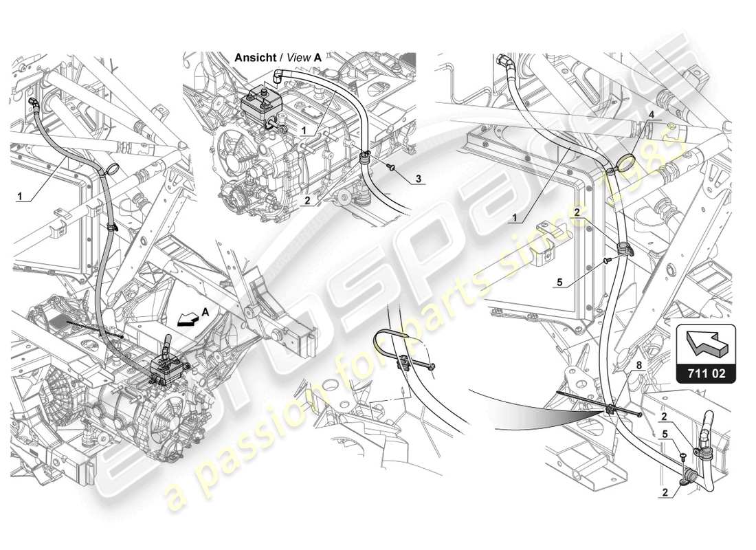 lamborghini gt3 evo (2018) mangueras diagrama de piezas