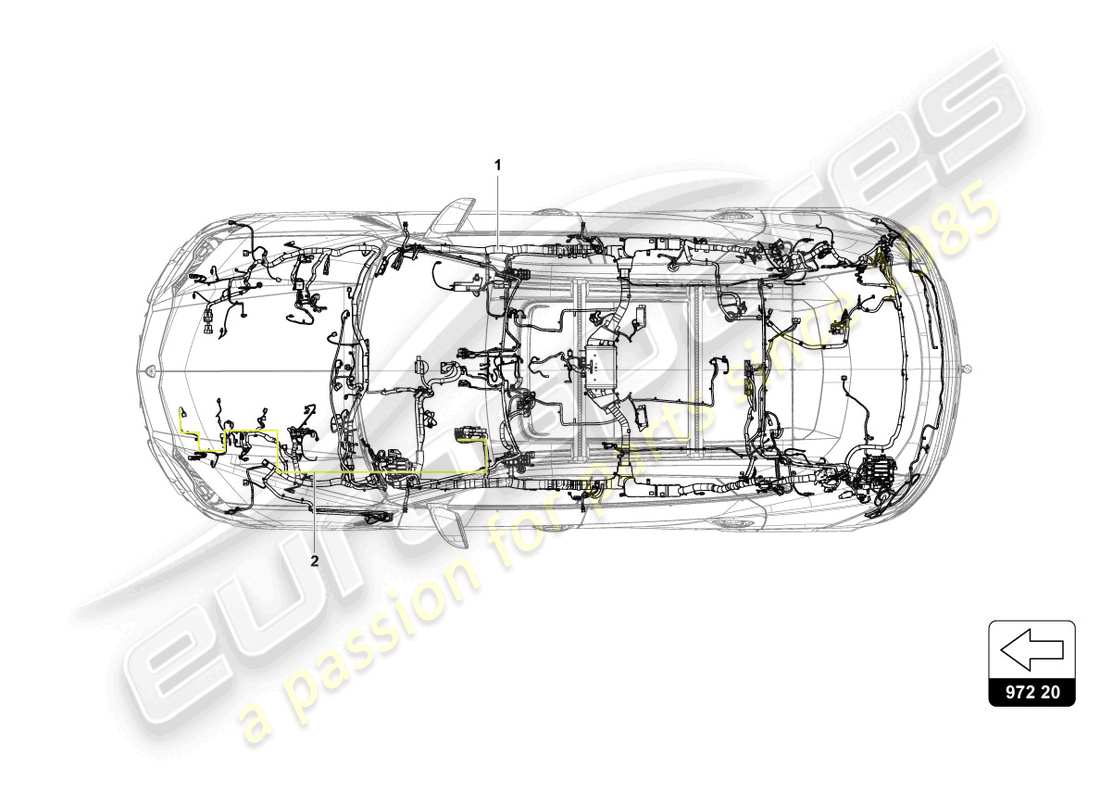 lamborghini urus performante (2023) mazo de cableado para interior diagrama de pieza