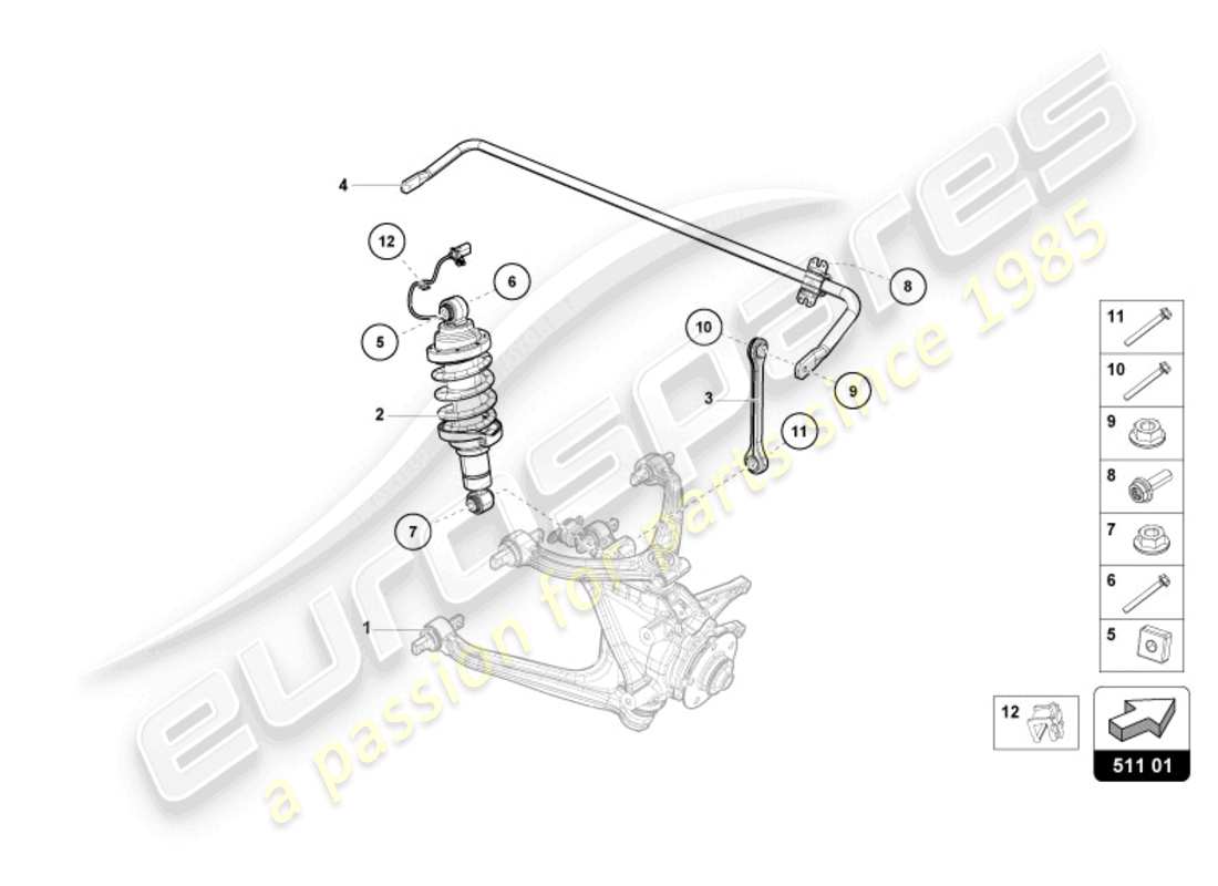 lamborghini tecnica (2023) amortiguador trasero diagrama de piezas