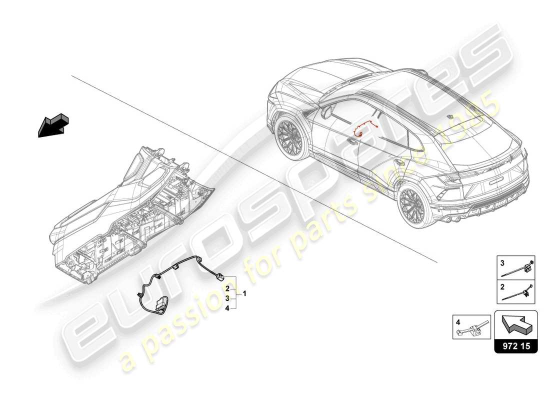 lamborghini urus performante (2023) arnés de cableado para el ventilador diagrama de piezas