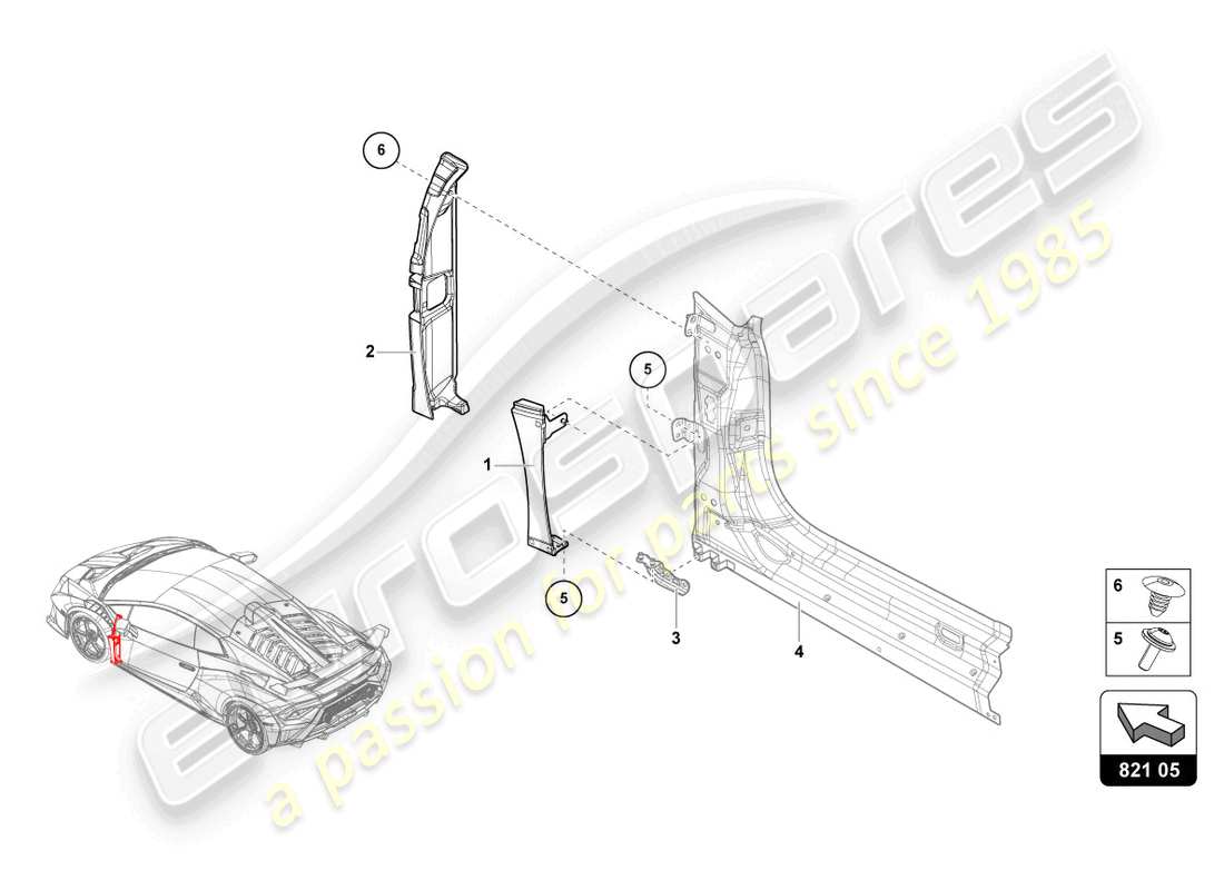 lamborghini sto (2023) diagrama de pieza del ala delantera