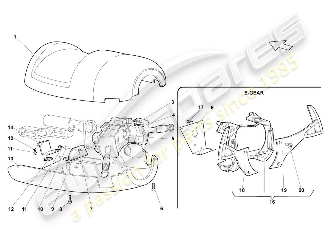 lamborghini reventon roadster dirección col. interruptor combinado diagrama de piezas
