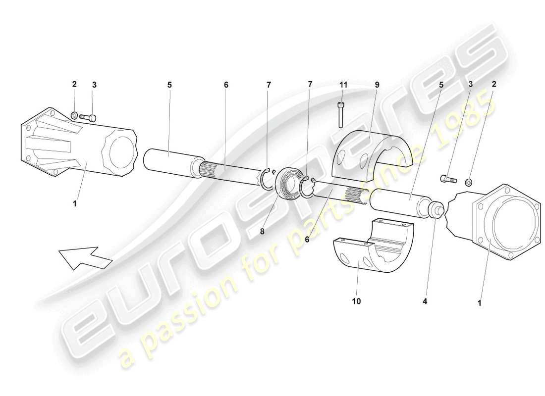 lamborghini lp640 coupe (2009) diagrama de piezas del eje cardán