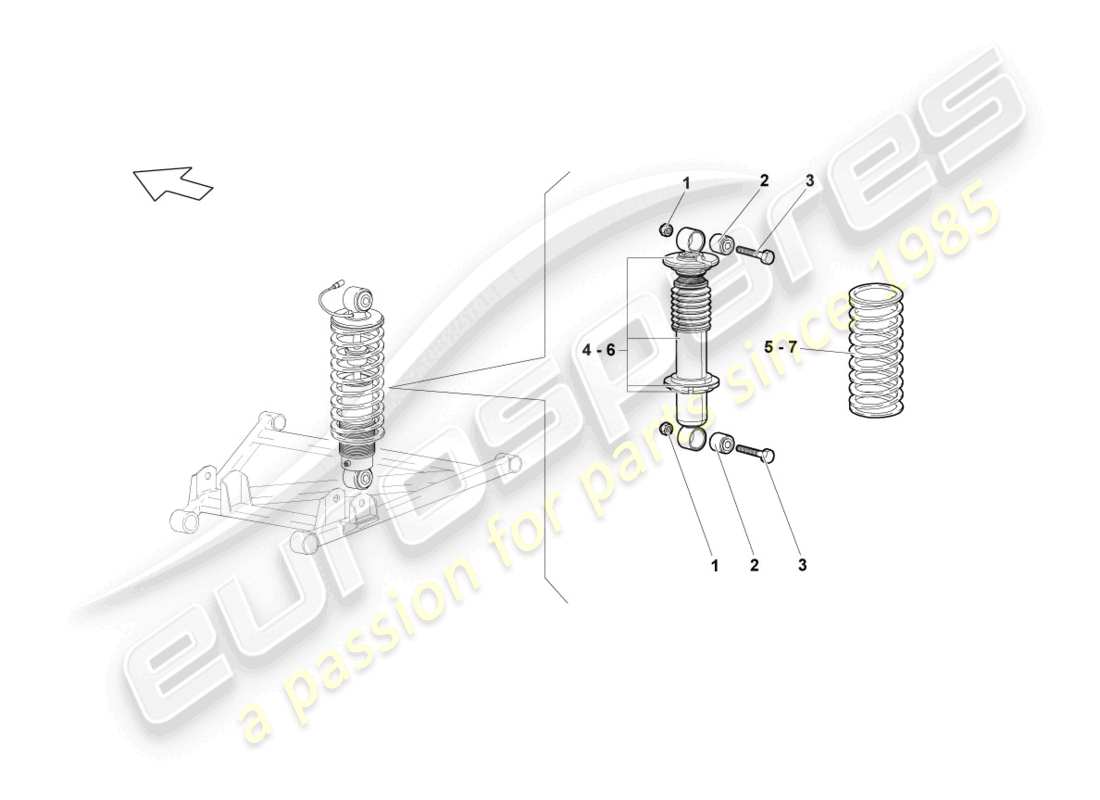 lamborghini lp640 coupe (2009) amortiguadores traseros diagrama de piezas