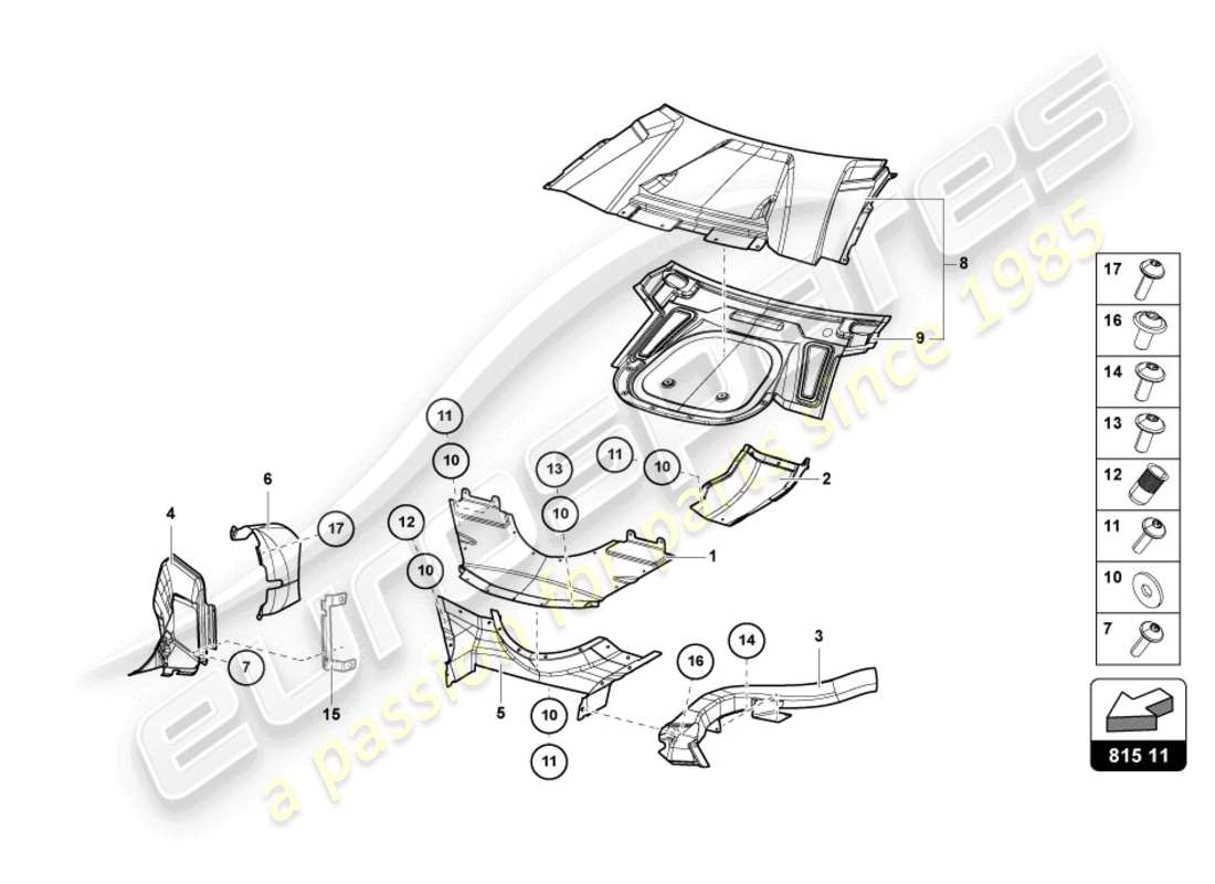 lamborghini sian roadster (2021) diagrama de piezas del conducto de aire