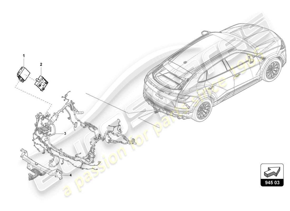 lamborghini urus performante (2023) piezas eléctricas para remolque diagrama de piezas