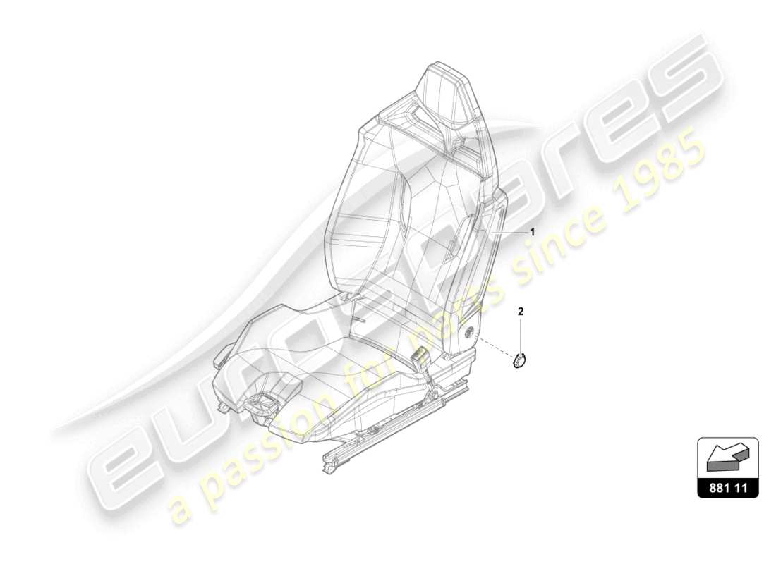 lamborghini evo coupe (2023) kit de reparación para asiento diagrama de pieza