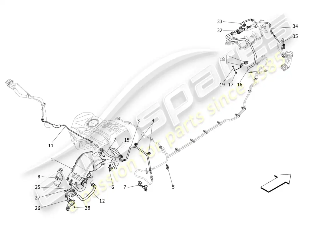 maserati levante gt (2022) fuel vapour recirculation system diagrama de piezas
