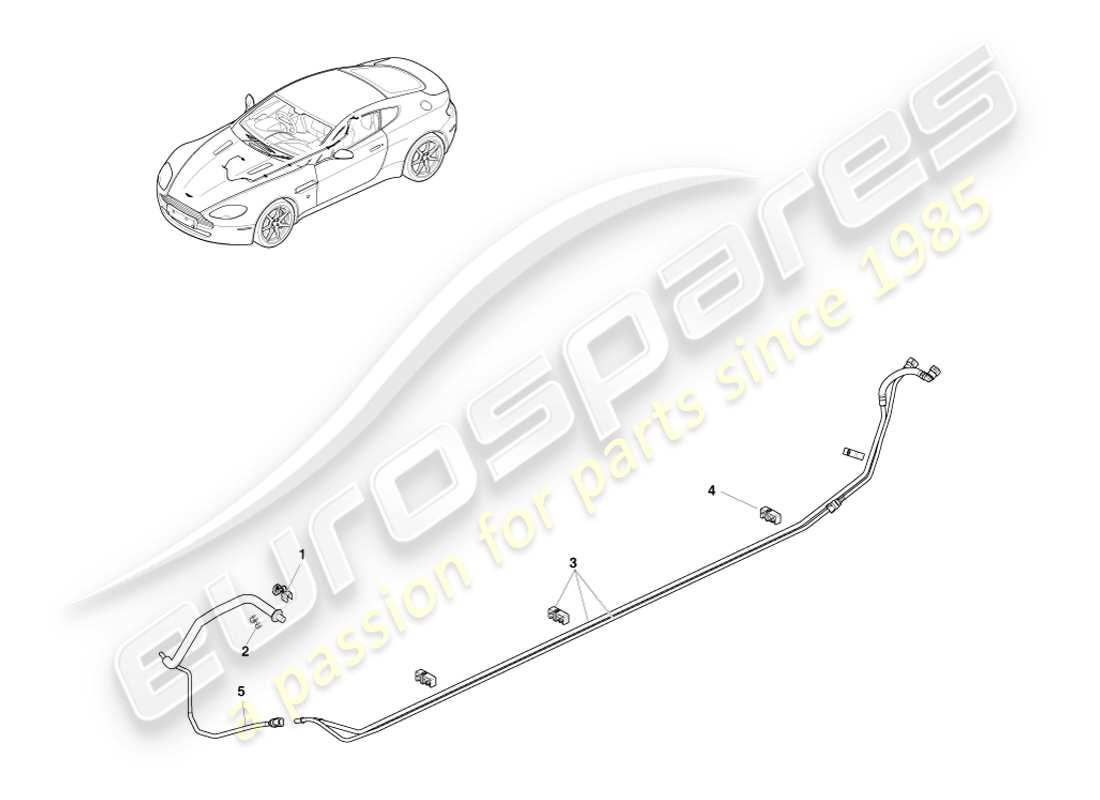 aston martin v8 vantage (2005) diagrama de piezas de tuberías de combustible