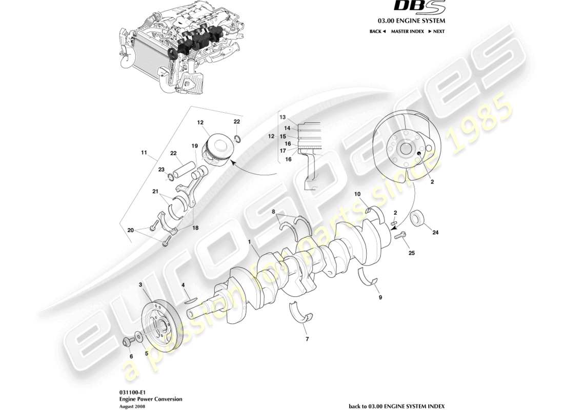 aston martin dbs (2009) conversión de energía diagrama de piezas