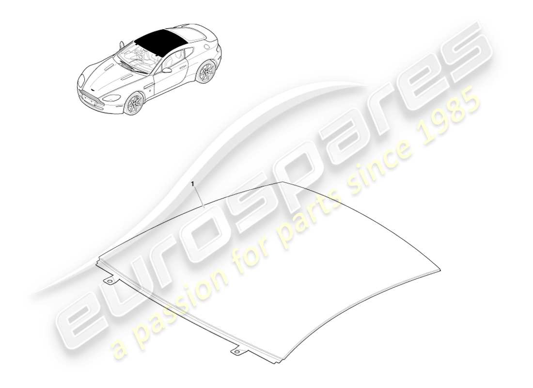 aston martin v8 vantage (2005) techo, diagrama de piezas del cupé
