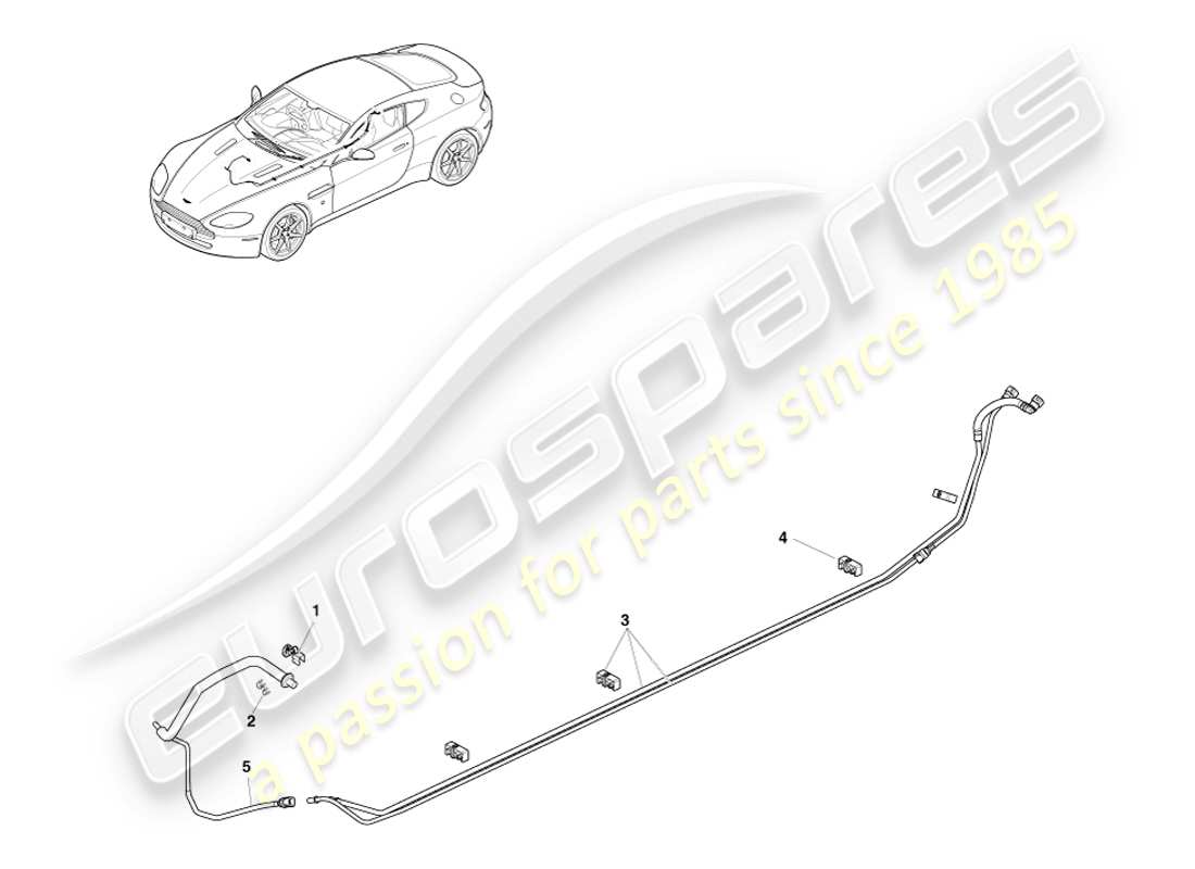 aston martin v8 vantage (2007) diagrama de piezas de tuberías de combustible