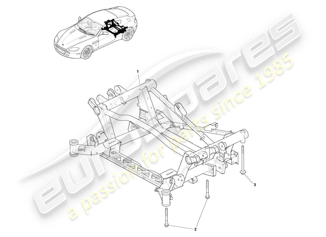 aston martin v8 vantage (2007) diagrama de piezas del subchasis trasero