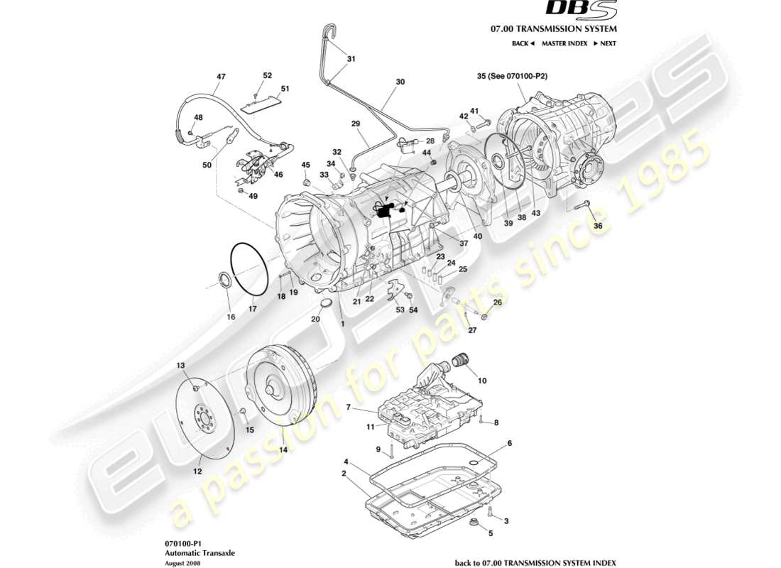 aston martin dbs (2008) transmisión, diagrama de piezas de automóvil