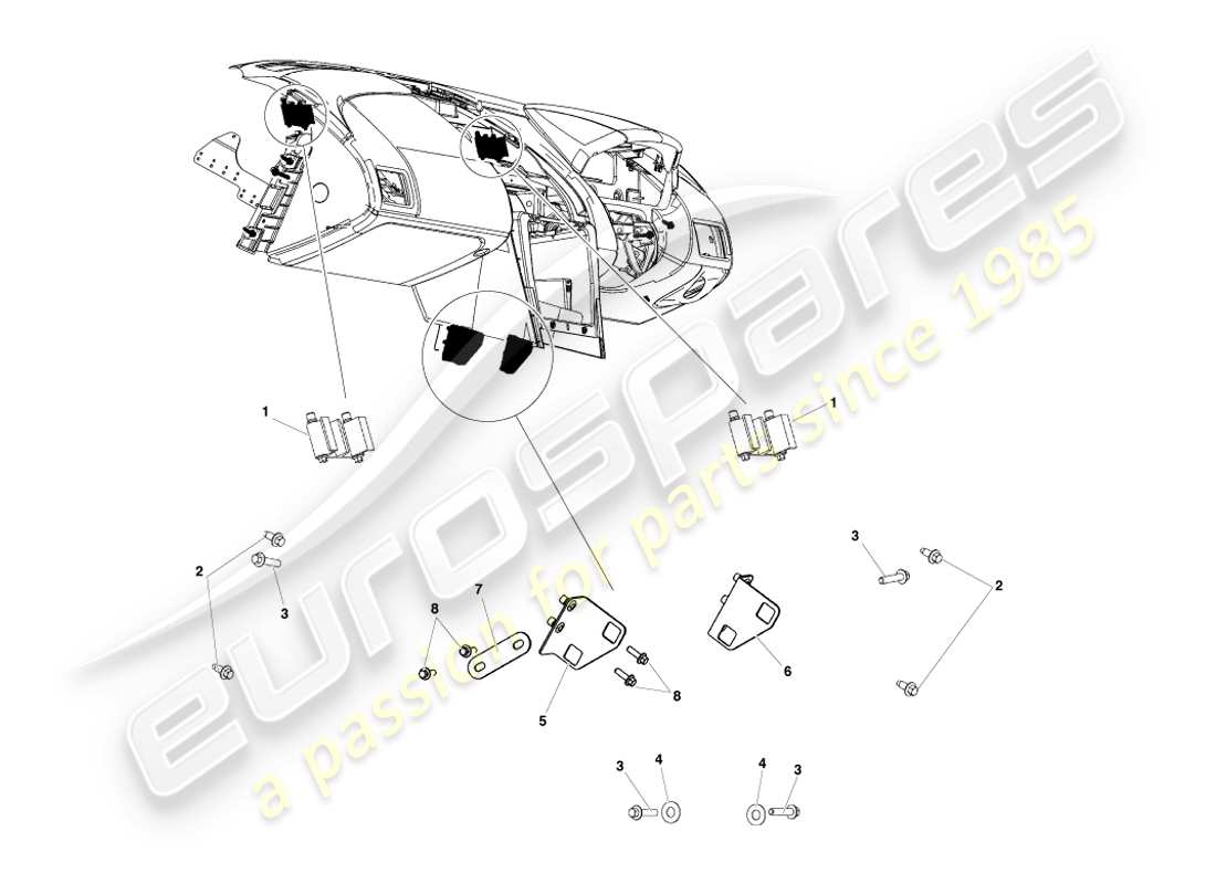 aston martin v8 vantage (2007) diagrama de piezas de soportes ccb a biw