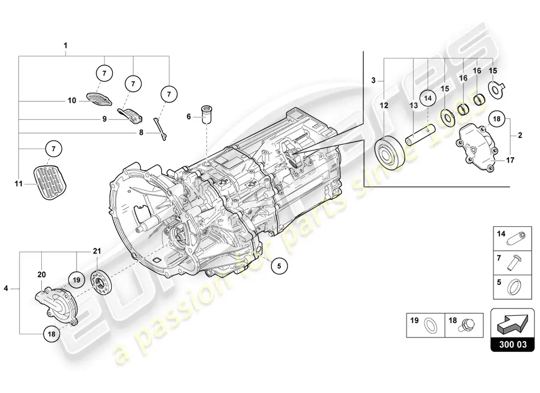 lamborghini lp720-4 coupe 50 (2014) componentes exteriores de la caja de cambios diagrama de piezas