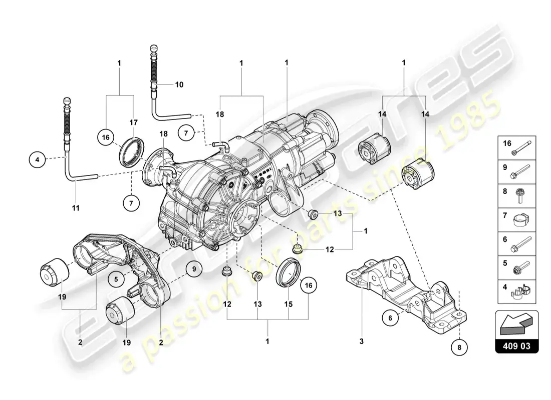 lamborghini lp700-4 roadster (2017) diferencial del eje delantero con embrague visco diagrama de piezas