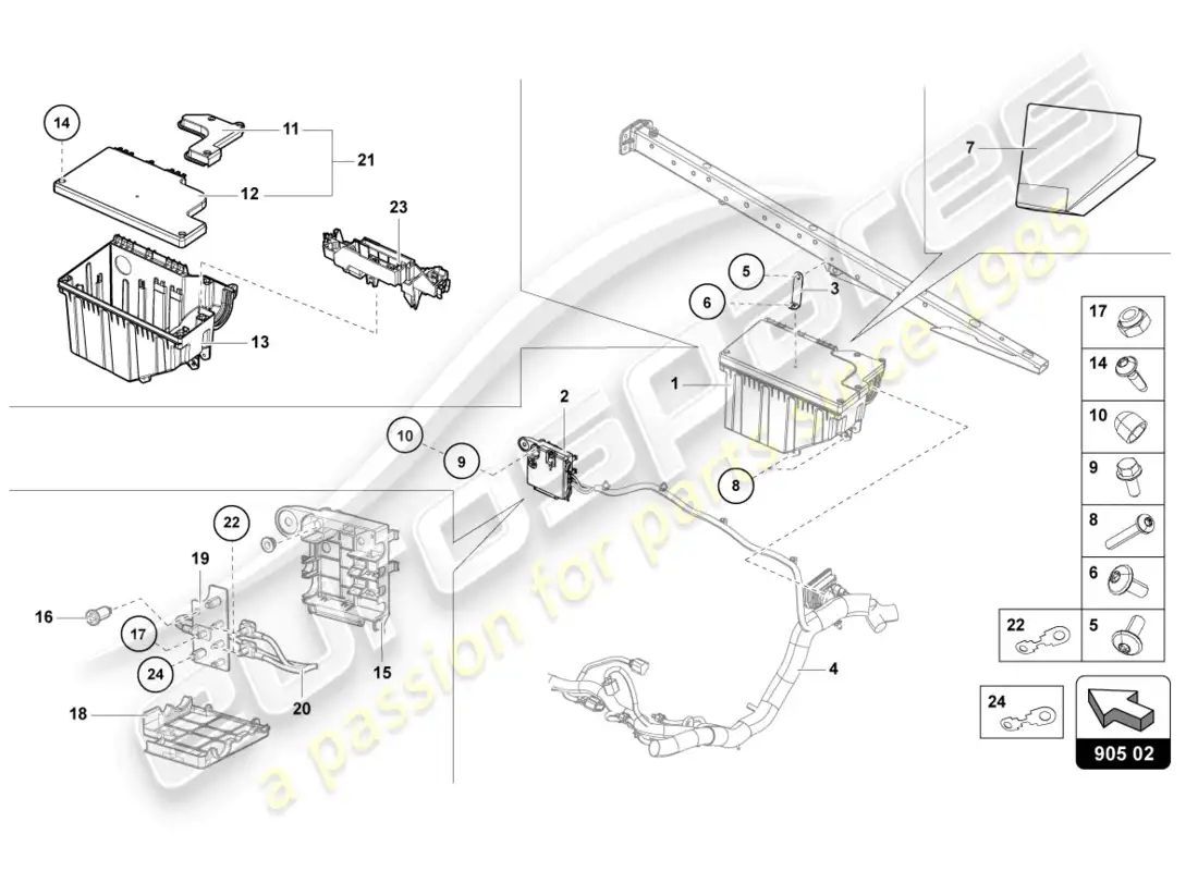 lamborghini lp700-4 roadster (2017) electricidad central diagrama de piezas