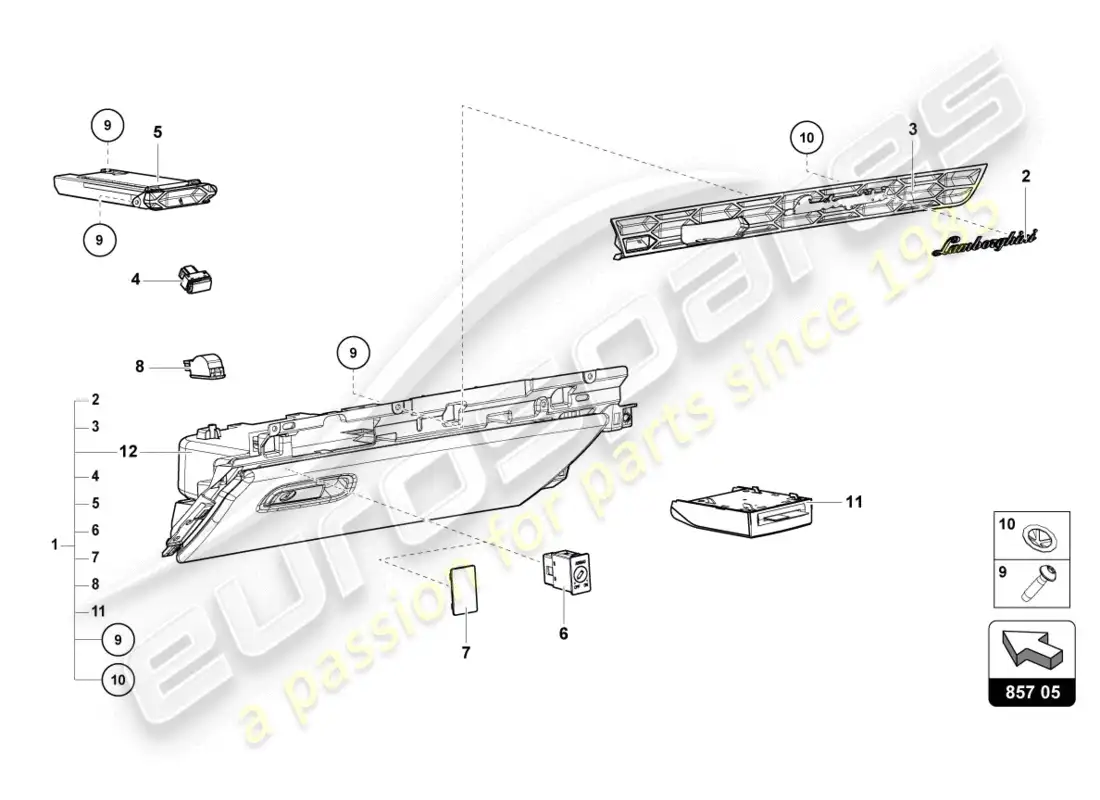 lamborghini lp610-4 coupe (2016) guantera diagrama de piezas