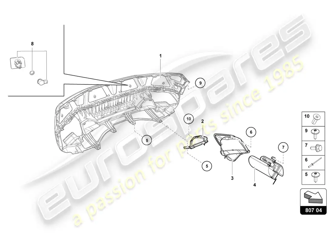 lamborghini lp610-4 coupe (2017) escudo térmico diagrama de piezas