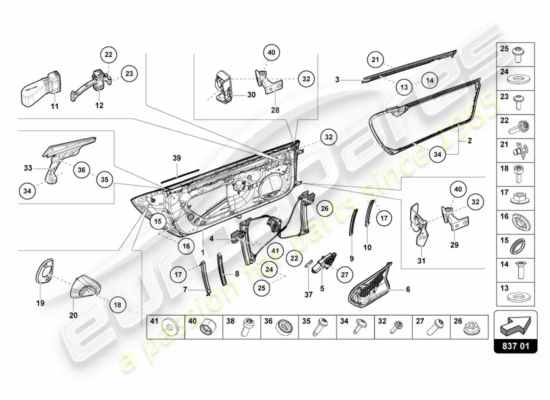 lamborghini performante spyder (2019) puertas diagrama de piezas