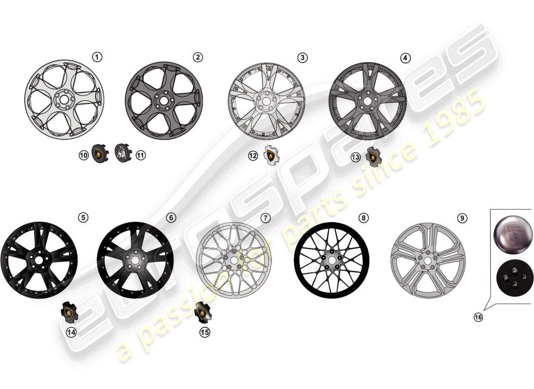 lamborghini gallardo spyder (accessories) diagrama de piezas del kit de renovación