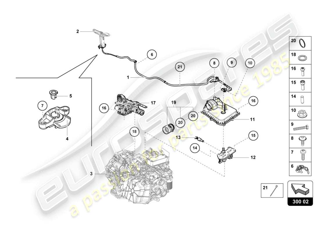 lamborghini evo coupe (2023) palanca de liberación diagrama de piezas