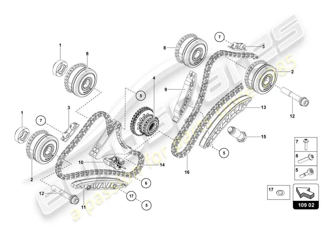 lamborghini lp700-4 coupe (2013) cadena de distribución diagrama de piezas