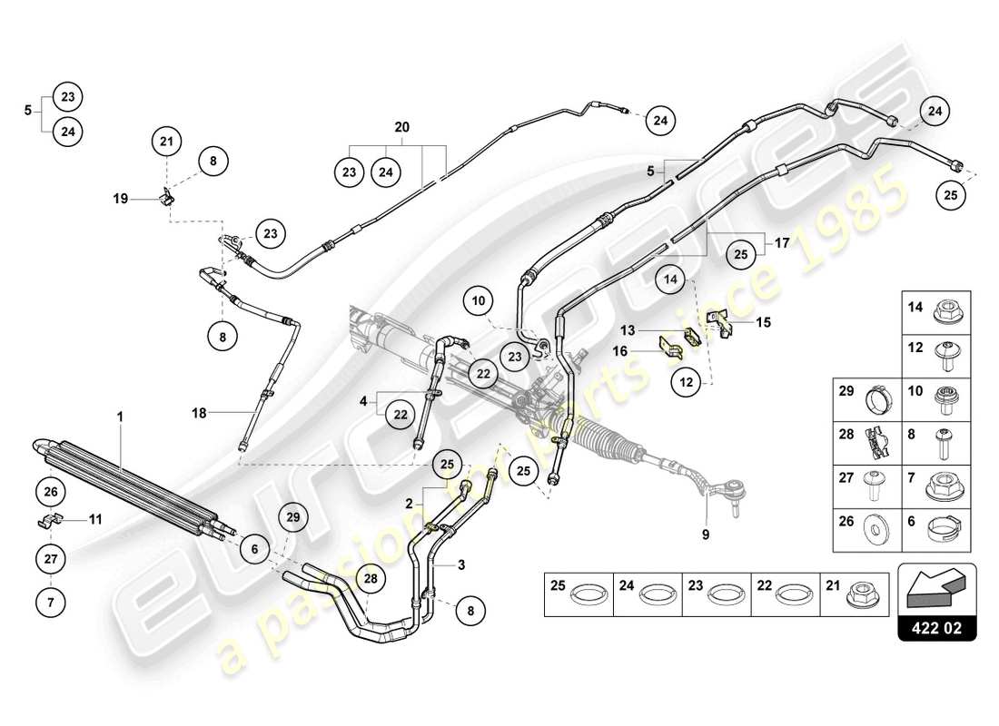 lamborghini ultimae (2022) diagrama de piezas de la dirección asistida