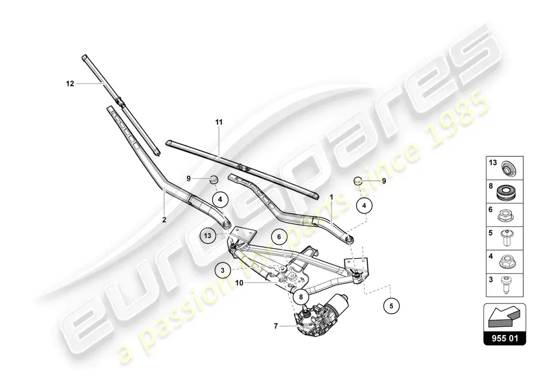 lamborghini lp700-4 coupe (2017) limpiaparabrisas diagrama de piezas