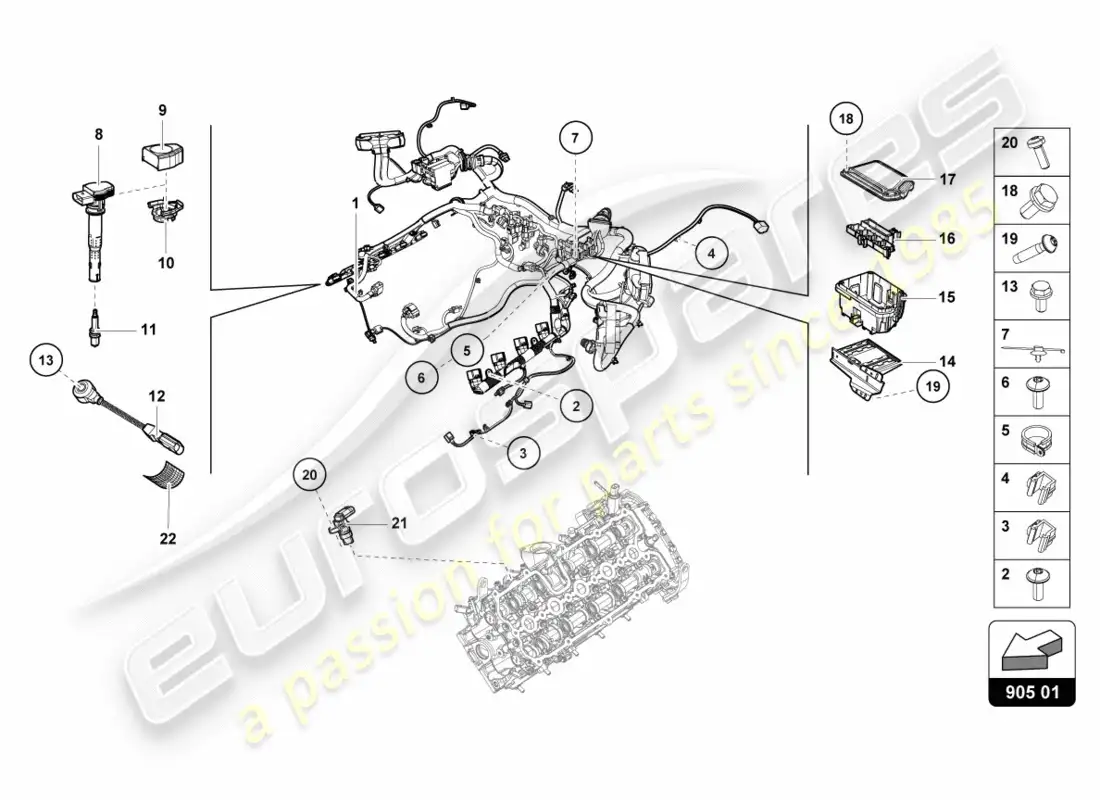 lamborghini performante spyder (2020) sistema de encendido diagrama de piezas
