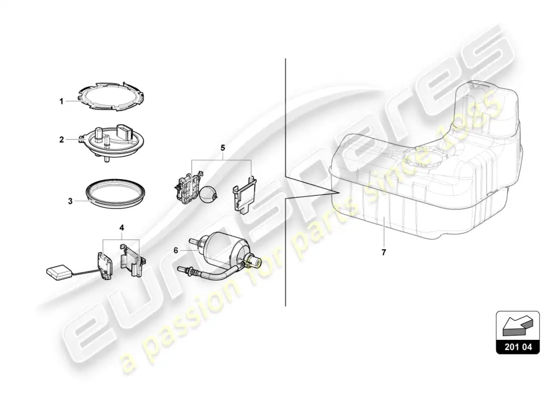 lamborghini evo coupe (2020) filtro de combustible diagrama de piezas