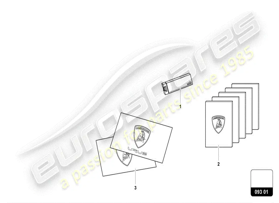 lamborghini urus (accessories) material auxiliar 'marketing' diagrama de piezas