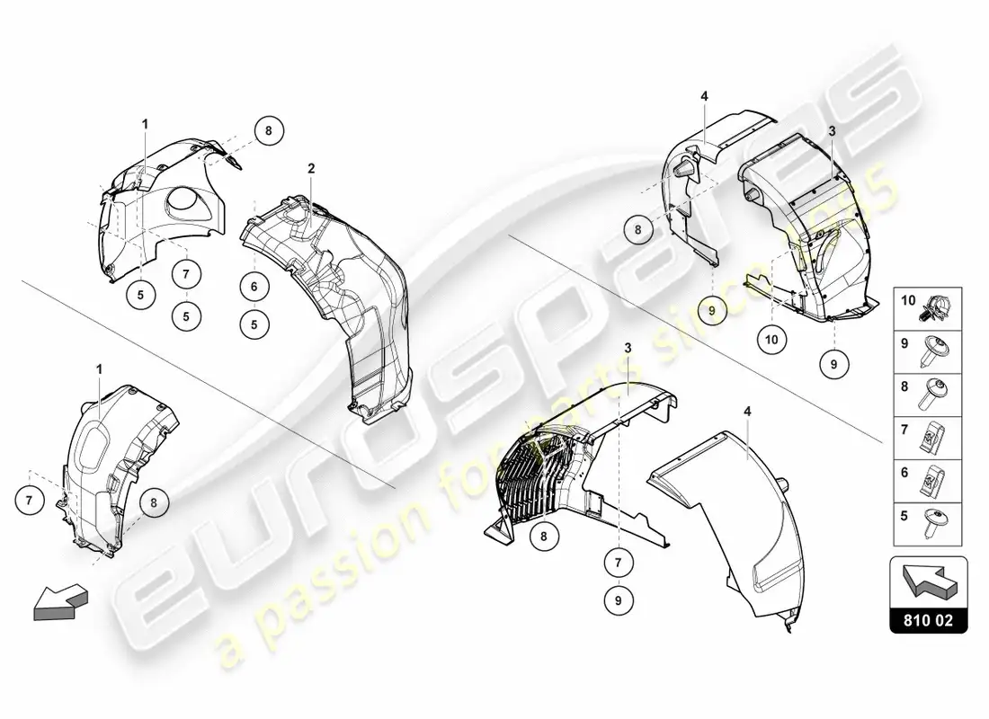 lamborghini centenario coupe (2017) diagrama de piezas del embellecedor de la carcasa de la rueda