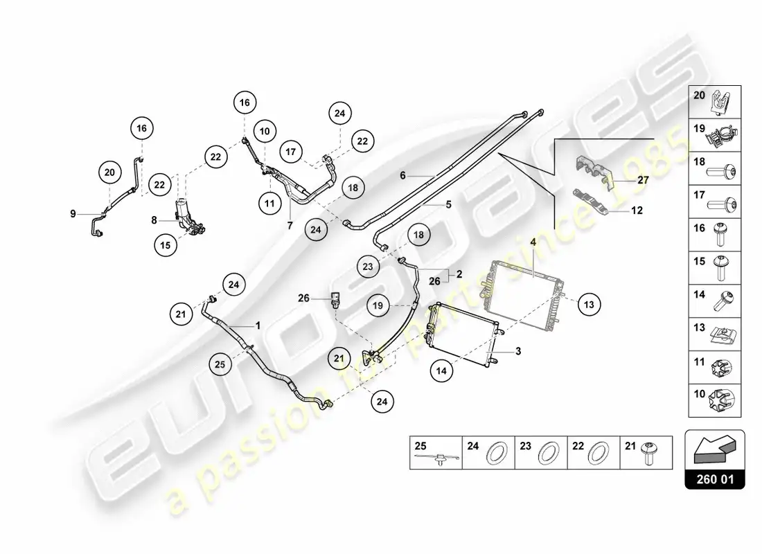 lamborghini lp600-4 zhong coupe (2015) condensador de a/c diagrama de piezas
