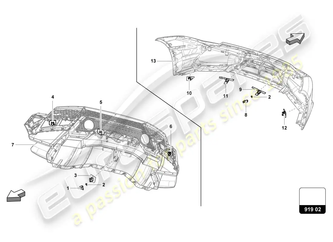 lamborghini performante coupe (2019) diagrama de piezas de sensores