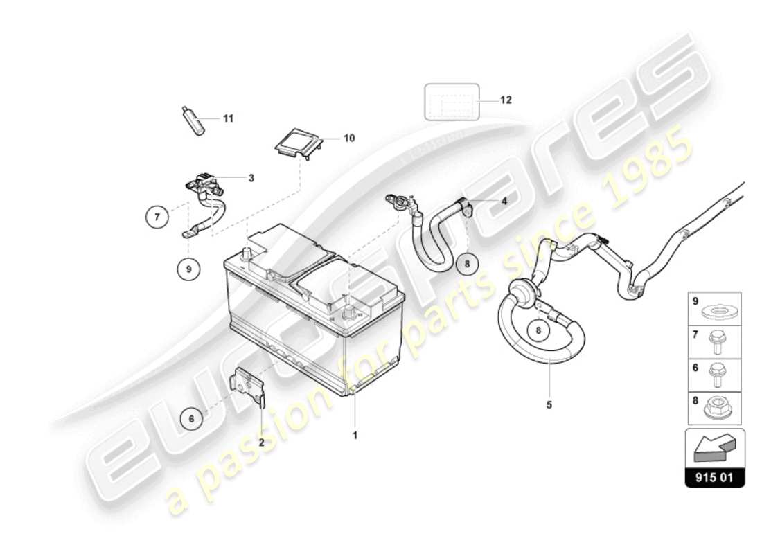 lamborghini 2023 (sto) diagrama de piezas de la batería