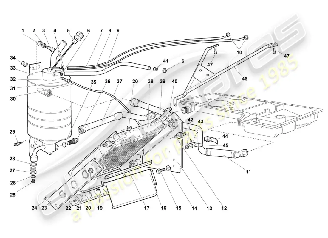 lamborghini murcielago coupe (2004) enfriador de aceite diagrama de piezas