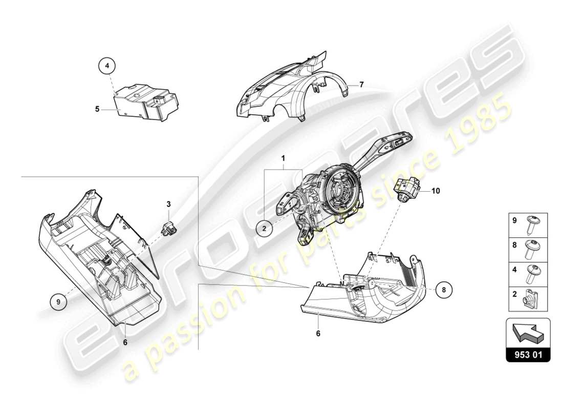 lamborghini urus performante (2023) dirección col. diagrama de piezas del interruptor combi