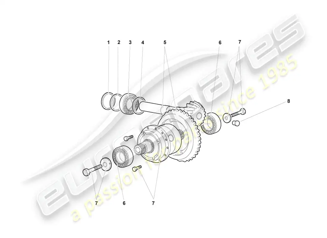 lamborghini murcielago coupe (2003) diferencial trasero diagrama de piezas