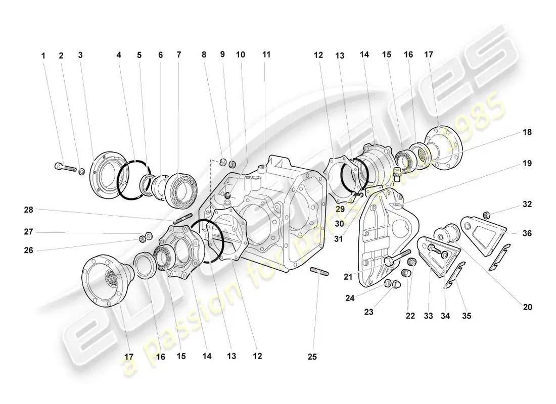lamborghini murcielago coupe (2004) vivienda para diferencial diagrama de piezas
